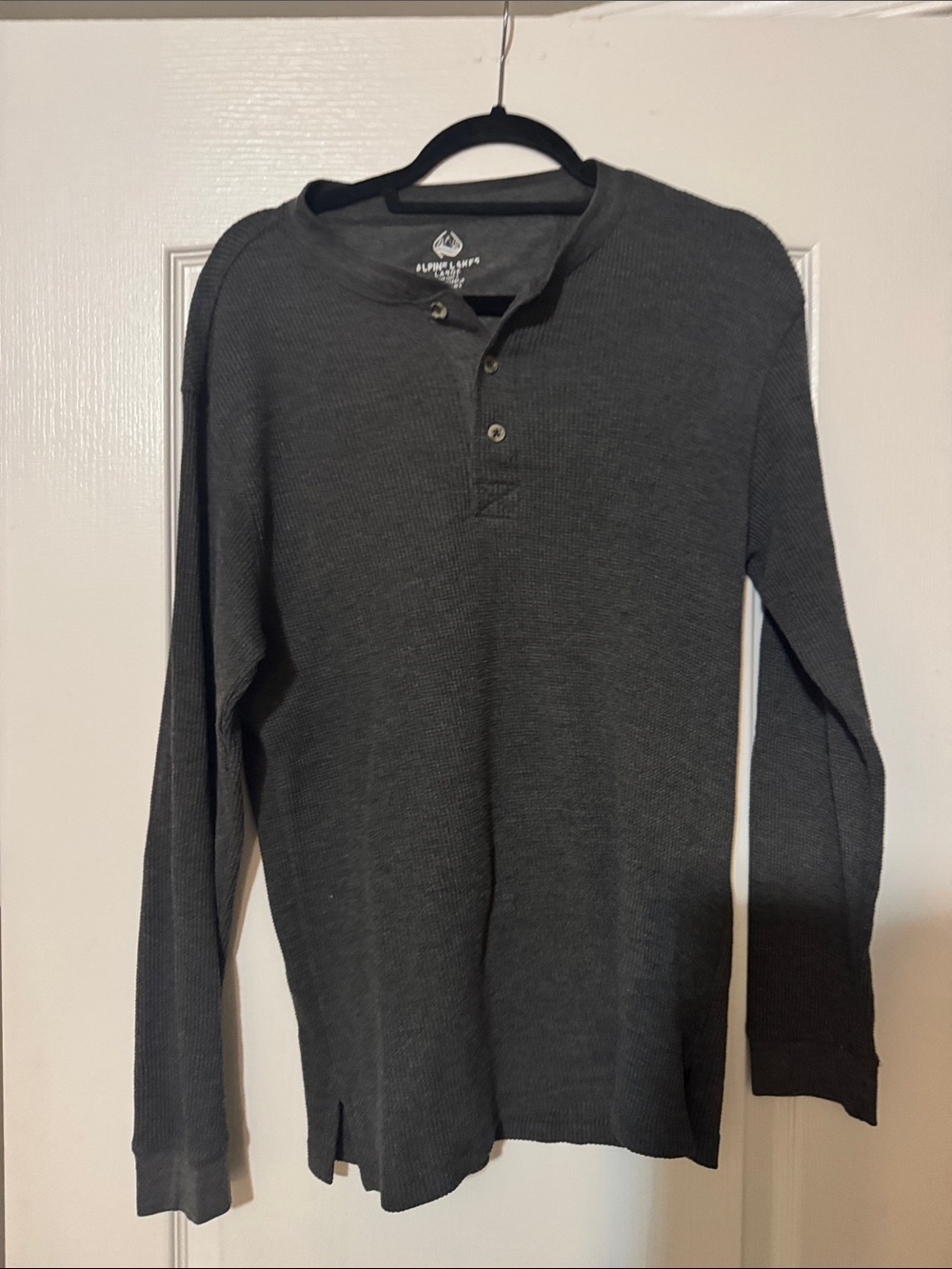 Alpine Charcoal Waffle Henley Long Sleeve Shirt